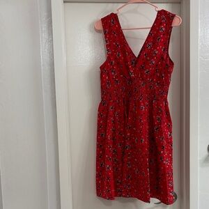 Planet Gold Red Floral Midi Dress